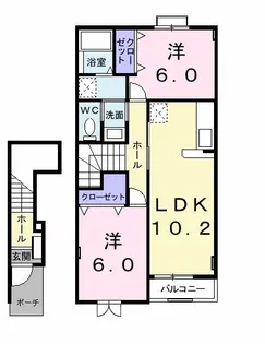 テラス田園B【2階】の間取り