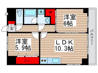 リバ-スト-ン本千葉【6階】の間取り