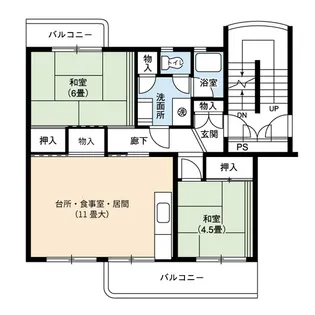 UR緑苑東【5階】の間取り