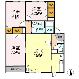 CREW中央 B【1階】の間取り