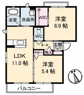 徳島県阿南市宝田町川原【アパート】の間取り