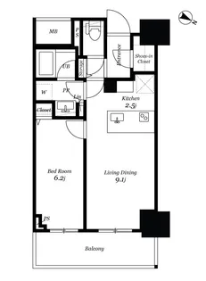 ロイヤルパークスER万代【4階】の間取り