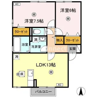 シャルマン古川A【1階】の間取り