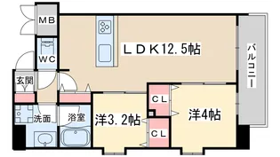 ルフォンプログレ南森町【8階】の間取り