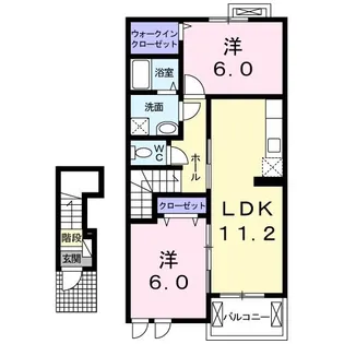 三重県名張市箕曲中村【アパート】の間取り