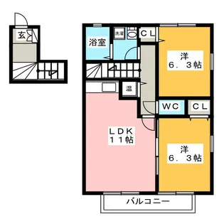 ジュヴィエ弐番館【2階】の間取り