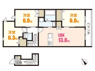 安佐南区長束1丁目ヘーベルメゾン【1階】の間取り