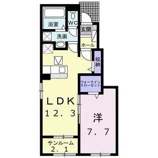 ソレイユルヴァンII【1階】の間取り