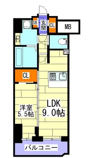レオンコンフォート難波クレア【6階】の間取り