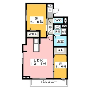 モンターニュTAKABATA【1階】の間取り
