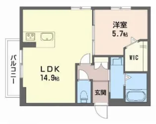サン ドゥ ソレイユ 聖徳【2階】の間取り