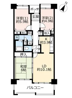 URシティコート下新庄【3階】の間取り