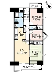 URアクティ北松戸【6階】の間取り