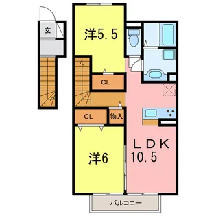 フローラ B棟【2階】の間取り