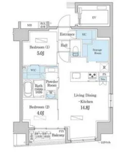 デュオフラッツ日本橋水天宮【13階】の間取り