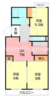 神奈川県小田原市西酒匂2【マンション】の間取り