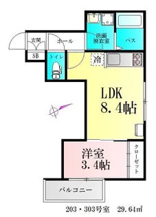 シャイニングパレス宮城野原【2階】の間取り