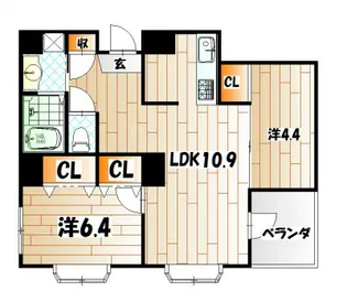 リクシア足原【2階】の間取り