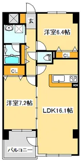 ハイライズ鈎取【1階】の間取り