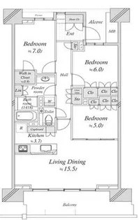 HARUMI FLAG PARK VILLAGE F棟【10階】の間取り
