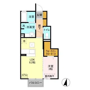 茨城県水戸市東赤塚【アパート】の間取り