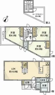 神奈川県横浜市神奈川区六角橋4【一戸建】の間取り