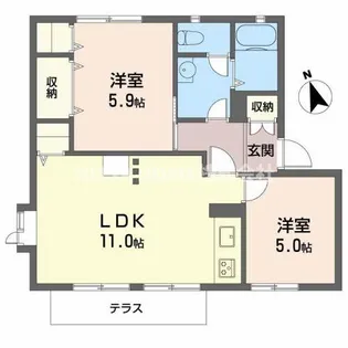 サニーハイツ・サチA・B【1階】の間取り