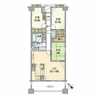 ゼファー横濱サウサリート神之木公園A棟【7階】の間取り