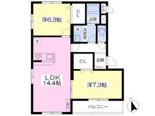 ボヌールヒルズII【1階】の間取り