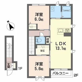 プレミアス東野【2階】の間取り