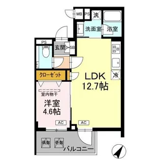 ロイジェント中目黒【1階】の間取り