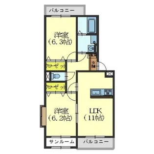 エルシー奥田【1階】の間取り