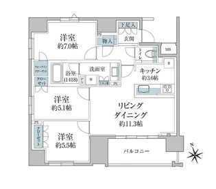 グランスイート八丁堀【3階】の間取り