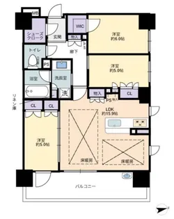 サンクレイドル夕陽丘ザ レジデンス【8階】の間取り