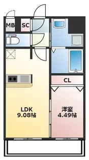 Calm Riviere箱崎【6階】の間取り