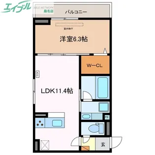 D-chambre矢田磧【3階】の間取り