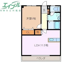 コーキア富洲原【3階】の間取り