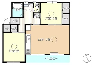 相武台団地2101号棟【2階】の間取り
