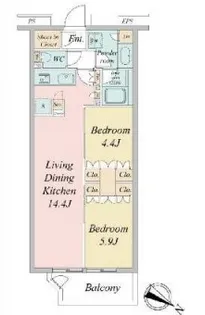 ブランシエスタ目黒中央町【6階】の間取り