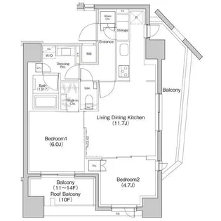 ザ・パークハビオ荏原中延プレイス【10階】の間取り