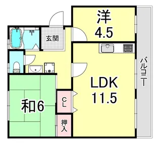 新多聞第2住宅102号棟【5階】の間取り