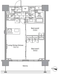 パークハビオ恵比寿【14階】の間取り