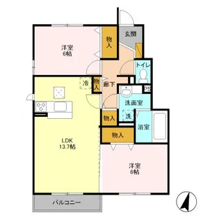 プリマ クラッセ B【1階】の間取り