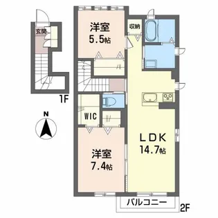 シャーメゾン レ フレール IV【2階】の間取り