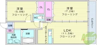 ドエル多賀城【1階】の間取り