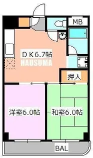 王子スカイパレス【3階】の間取り