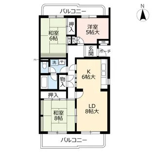 URサンハイツ枝光【1階】の間取り