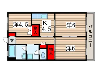サンハイツ石橋2号棟【2階】の間取り