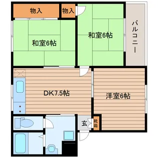 ロイヤルハウス八乙女A【1階】の間取り