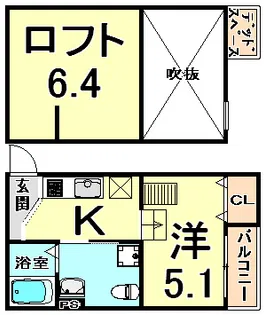 スカイヴィラ東難波【2階】の間取り